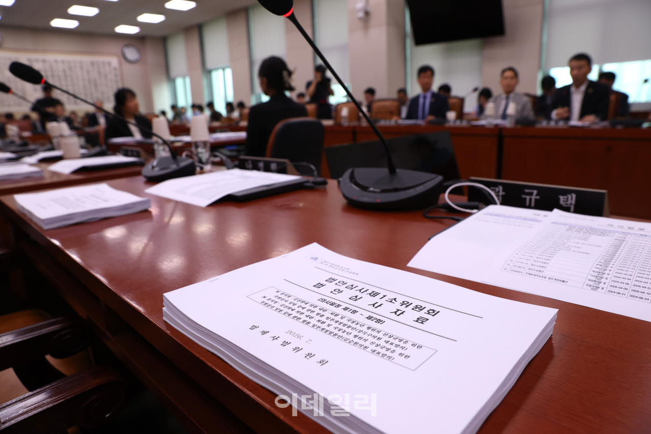 법사위 법안심사소위, '비어있는 국민의힘 의원 자리'                                                                                                                                      