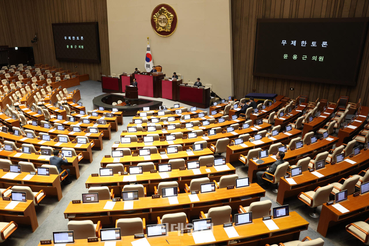 무제한 토론하는 윤용근 의원                                                                                                                                                                       