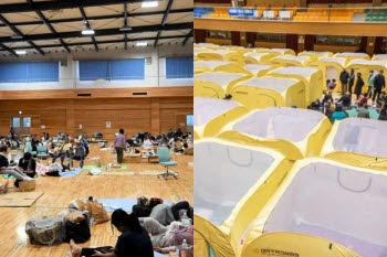 “이 정도일 줄 몰랐다”…바닥 생활하는 日이재민들, 폭염에 이중고