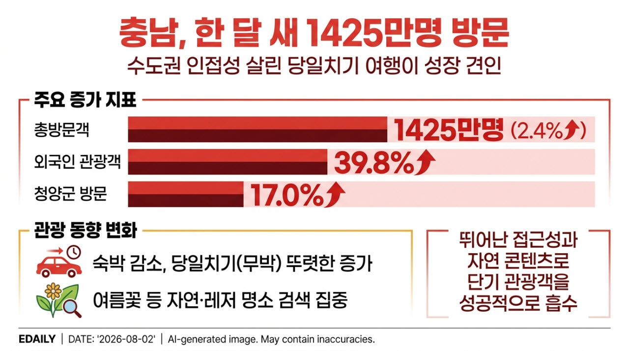 '여행 안 간다더니' 충남, 한 달 새 1425만명 방문 비결은?