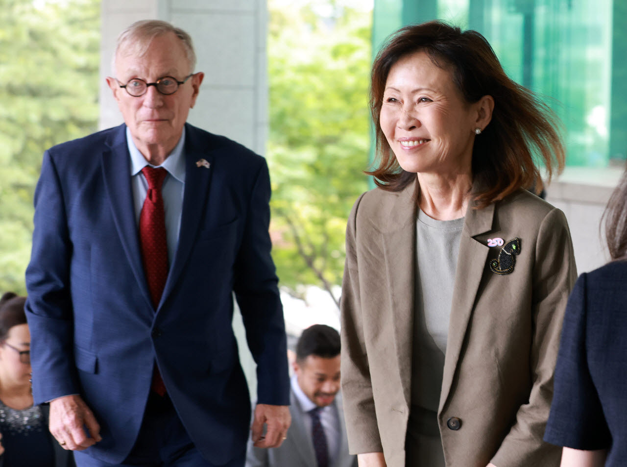미소 지으며 외교부 들어서는 미셸 스틸 신임 주한미국대사                                                                                                                                           