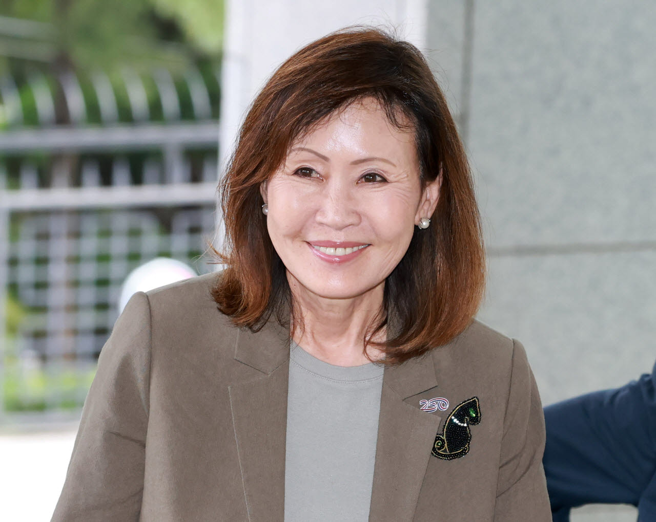 취재진 보고 밝게 웃는 미셸 스틸 신임 주한미국대사                                                                                                                                                 