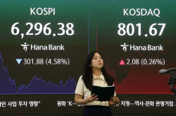 삼전닉스 형제들 10%↓ 폭락…코스피 4.58% 하락 마감