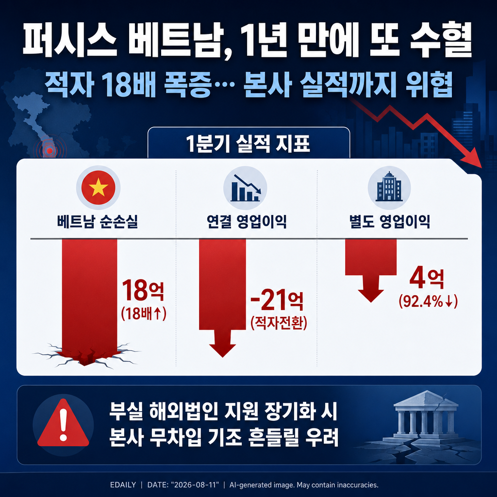 [마켓인]‘적자 18배 껑충’ 퍼시스 베트남, 1년 만에 또 ‘밑빠진 독’ 수혈