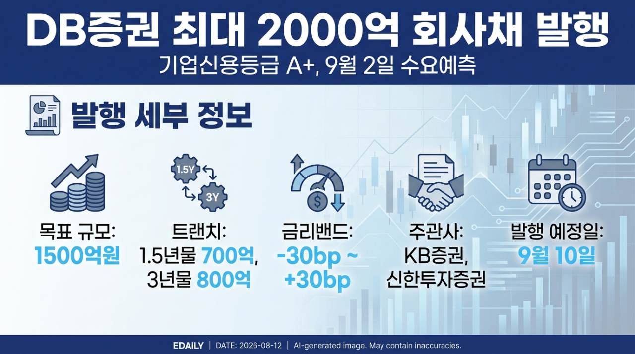 [마켓인]DB증권, 2000억 규모 회사채 발행 나서