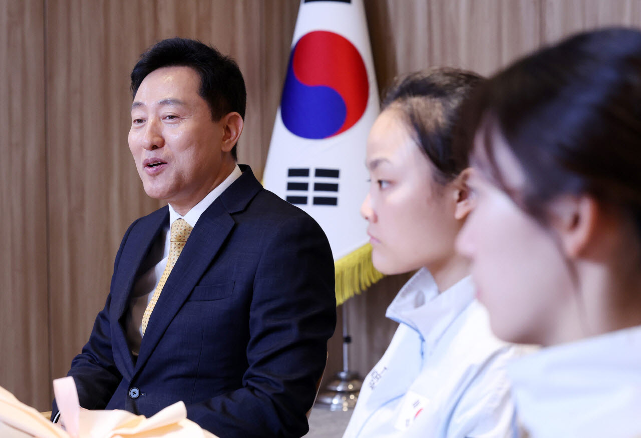 아이치·나고야 아시안게임 서울시청 소속 선수단과 오찬하는 오세훈 서울시장                                                                                                                         