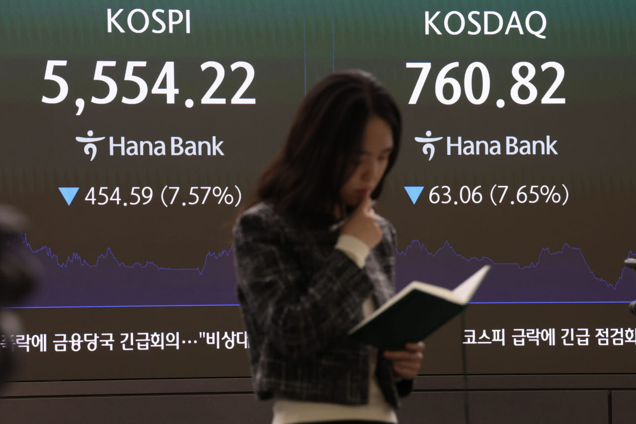 [포토]'반도체 쇼크' 코스피·코스닥 8% 하락