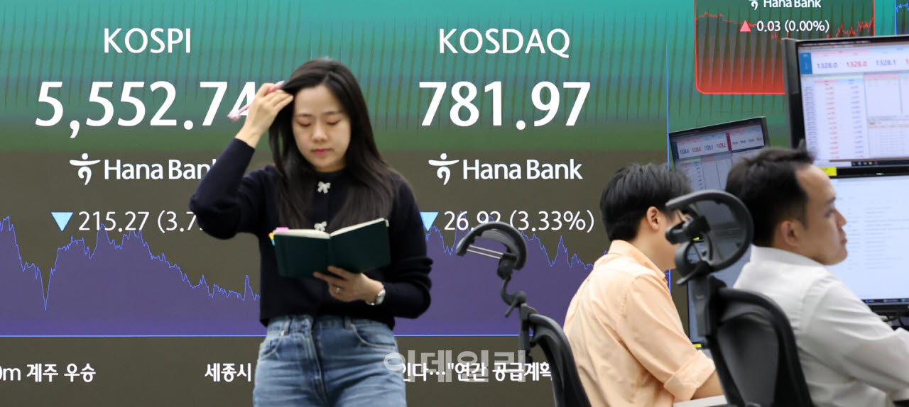 [포토]코스피 5500선 간신히 사수