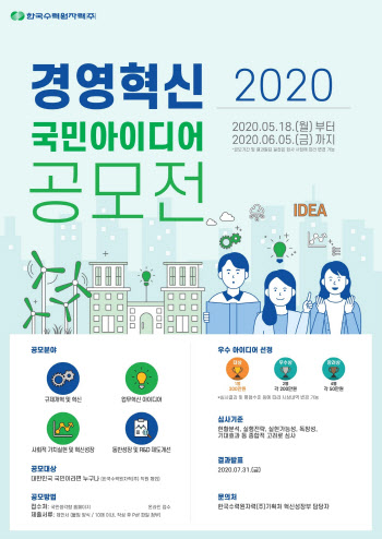 한수원, 2020년 경영혁신 국민 아이디어 공모전…총상금 900만원