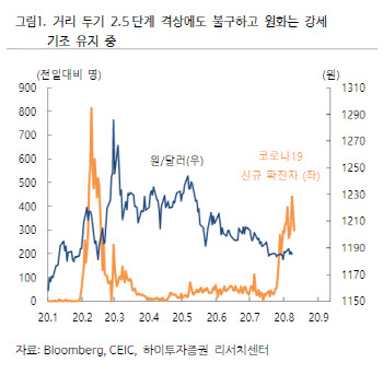 "코로나19 재확산에 원화 강세 흐름…美 연준 등 영향"