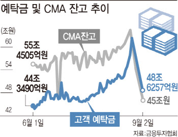 "청약 태풍도 지나갔다"…예탁금·CMA 하룻새 20조 감소