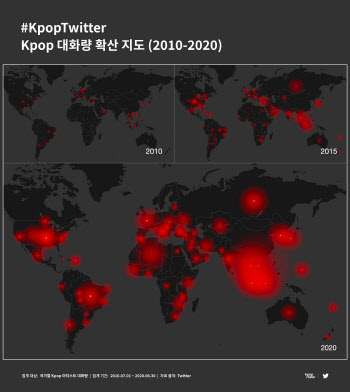 "BTS가 언급 1위"…트위터, '2020 K-팝 세계지도' 발표