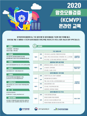 KISA, 암호모듈검증 전문가 양성한다…무료 전문교육 실시