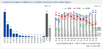 대선주자 지지도 이재명 27%·이낙연 14%·윤석열 9%