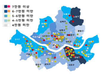 서울 핵심상권 통상임대료 月 329만원…명동거리 단위면적당 가장 높아