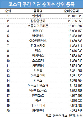 코스닥 주간 기관 순매수 1위 '엘앤에프'