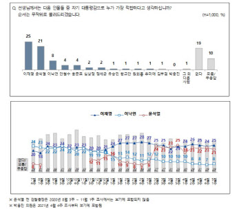 차기 대선 이재명 25%-윤석열 21%-이낙연 8%