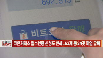  코인거래소 필수인증 신청도 안해..63개 중 24곳 폐업 유력