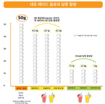 레몬에이드 1컵에 각설탕 14개 함유…서울시 “당류 조절하세요”