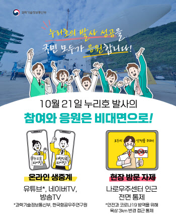 21일 누리호 발사, 네이버TV와 유튜브에서 생중계