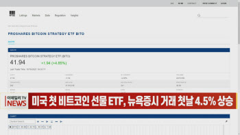  미국 첫 비트코인 선물 ETF, 뉴욕증시 거래 첫날 4.5% 상승