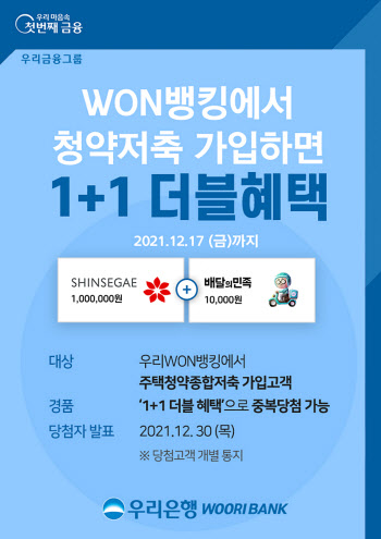 우리은행, 우리WON뱅킹 청약저축 가입 이벤트