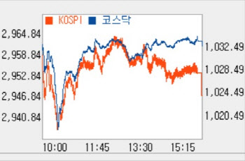 기관 3일째 매도… 소폭 하락해 2950선 밑돌아