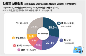 국민지원금 전국민 83.2%에 지급완료…"음식·식료품에 4.3조원 썼다"