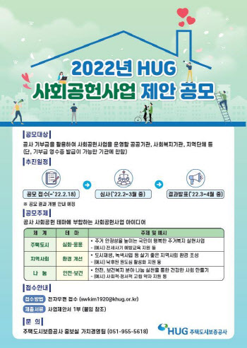 HUG, 2022년도 사회공헌사업 공모