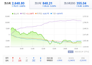 우크라 침공에 국내증시 '휘청'