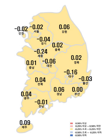 지방 집값도 꺾였다...23개월 만에 하락 전환