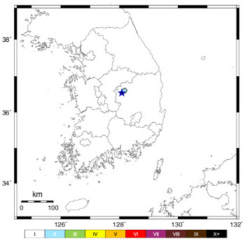 기상청 "경북 상주시 북북서쪽 16km 지역 2.2규모 지진"