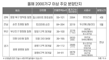 작년 14곳→올해 24곳, 2000가구 이상 대단지 분양 잇따라