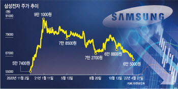 공포에 짓눌린 삼성전자 또 52주 신저가…"이러다 5만전자 될라"