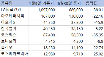 상반기 화장품株 '우수수'…中 소비주 하반기 밝지 않은 이유