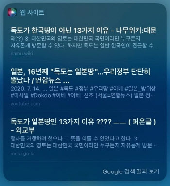 “독도는 누구 땅” 질문에 ‘애플 시리’가 한 대답은