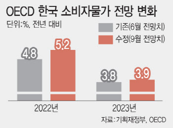 OECD, 올해 한국 물가 5.2% 전망…24년만에 ‘최고치’