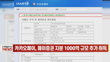 (영상)카카오페이, 페이증권 지분 1000억 규모 추가 취득