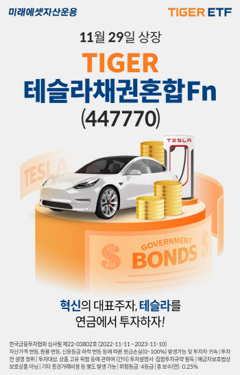 미래에셋운용, ‘TIGER 테슬라채권혼합Fn ETF’ 상장