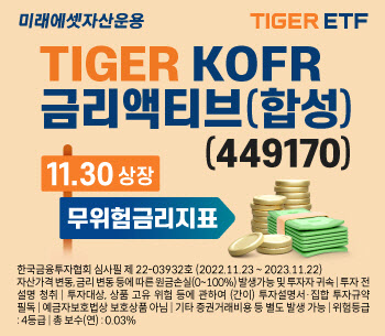 미래에셋운용, ‘TIGER KOFR금리액티브 ETF’ 신규 상장