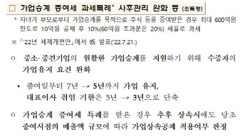 가업승계 세금 부담 줄인다…상속공제 한도 최대 600억