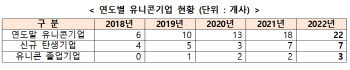 작년 韓 유니콘기업 22개사…추가 7개·졸업 3개 '연간 최다'