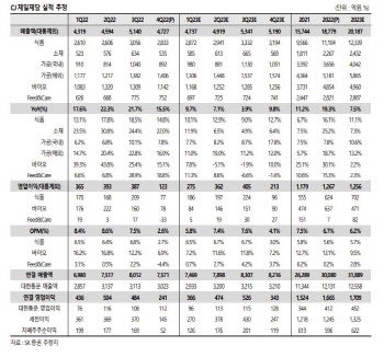 CJ제일제당, 바이오·식품 등 성장률 둔화에 '바닥'…목표가↓-SK