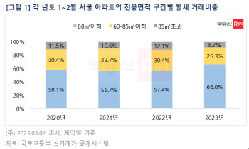 서울 월세 거래비중, 소형만 증가…"상대적으로 비용 부담 덜해"