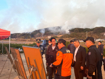 고창군 상하면 야산 산불...600명 투입 진화 총력