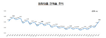 은행 연체율 증가폭, 코로나19 때 2배 급증