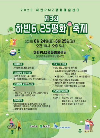 달성군·하빈PMZ평화예술센터, 24~25일 '제3회 하빈 6.25 평화축제' 개최