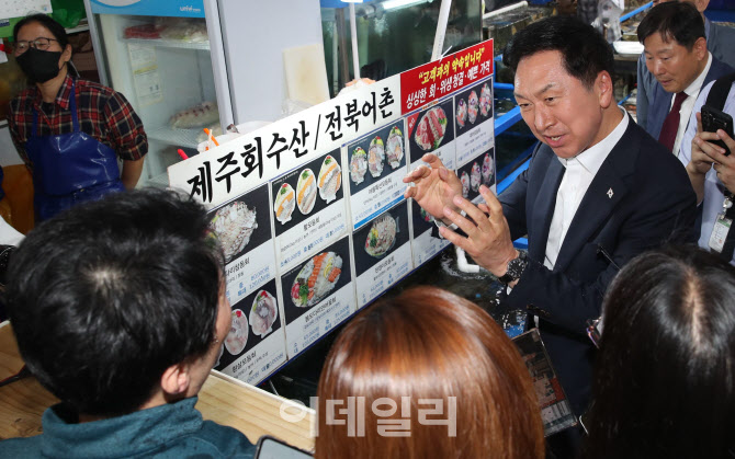 포토]김기현, '노량진수산시장 상인과 대화'