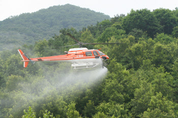산림청, 밤나무 해충 방제 헬기 지원 완료