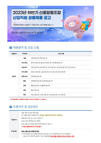 신협, 2023년 하반기 신입직원 공채 실시